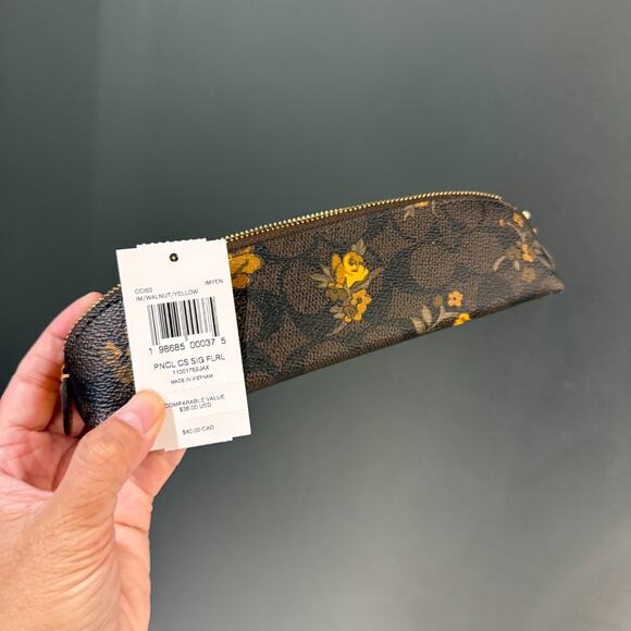 Coach Pencil Case In Signature Canvas With Floral Print CCI83 NWT - Picture 5 of 5